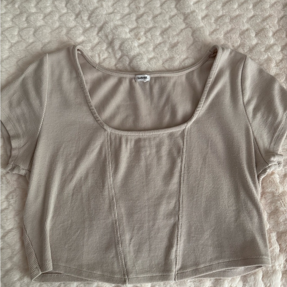 Garage Gray Fitted Crop Short Sleeve Tee